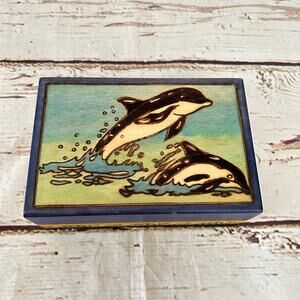 Vintage Dolphin Polished Jewelry Keepsake Trinket Box